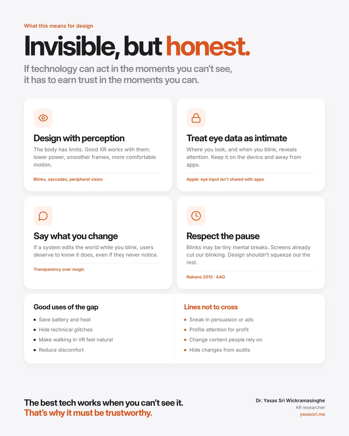 Four design principles and a list of good uses of the gap versus lines not to cross