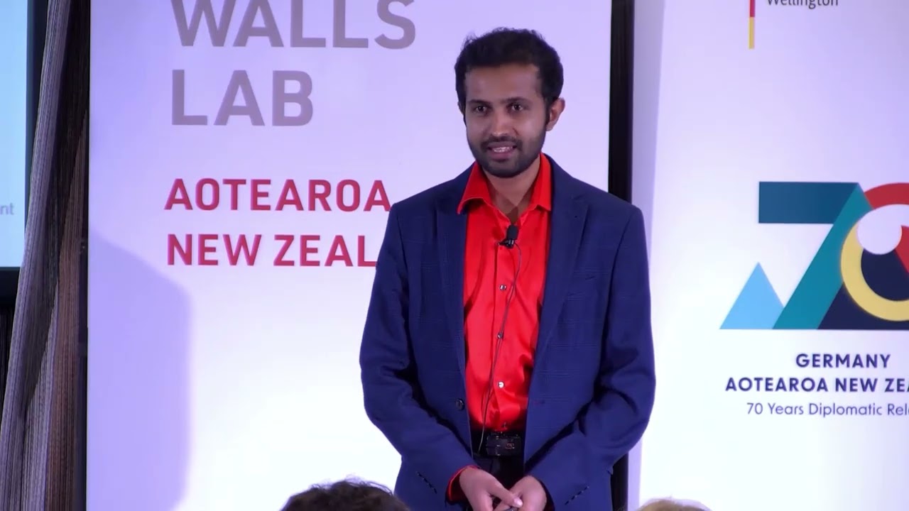 Yasas Sri Wickramasinghe presenting Breaking the Wall of Loneliness through Play at Falling Walls Lab New Zealand 2024