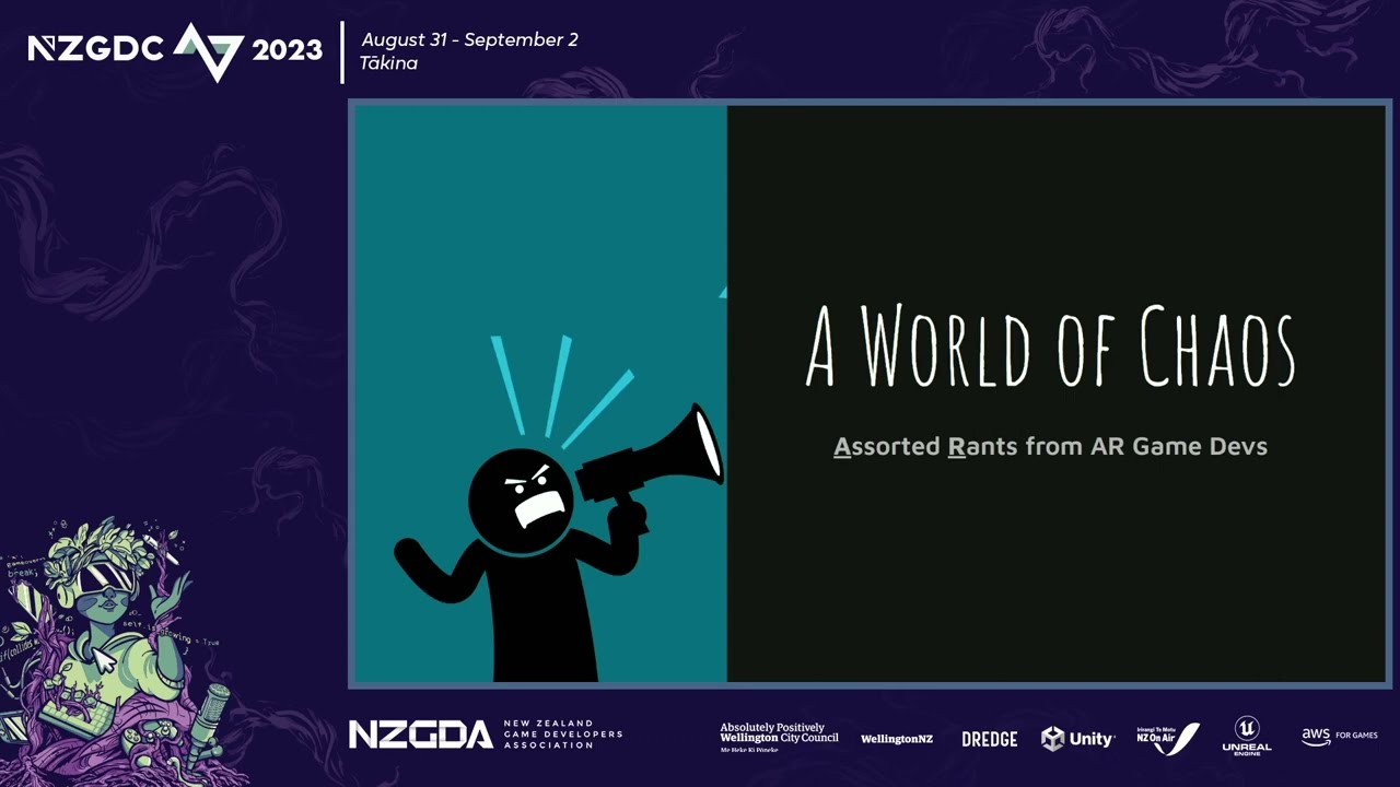 Yasas Sri Wickramasinghe on the AR game development panel at the New Zealand Game Developers Conference 2023